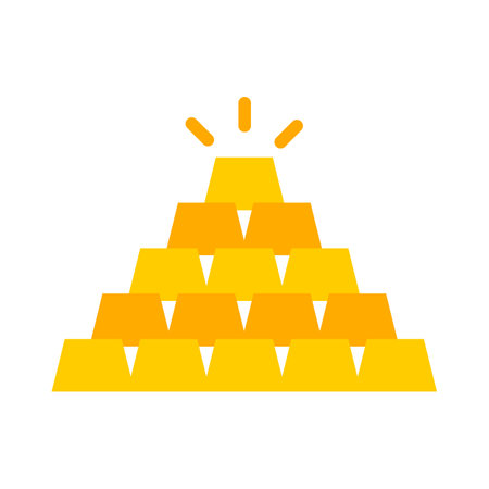 Large amount of gold bars. Treasure. Editable vector.のイラスト素材