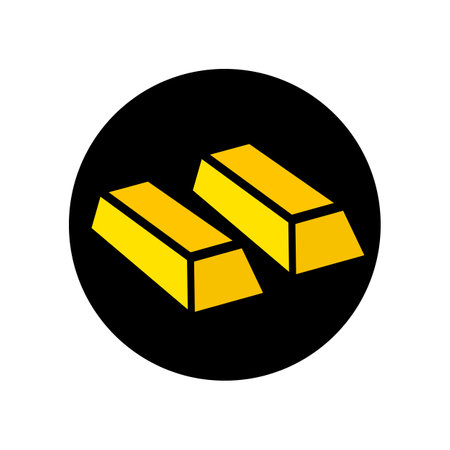 Gold ingot icon with black circle. Editable vector.のイラスト素材