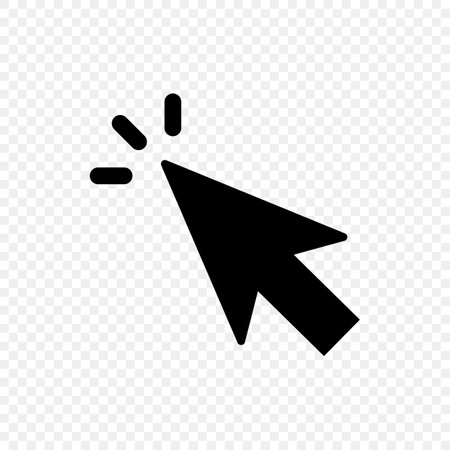Mouse cursor silhouette icon during clicking isolated on transparent background. Editable vector.のイラスト素材