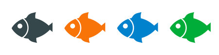 Different color fish icon set. Editable vector.のイラスト素材