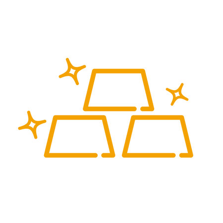 Glitter mark and gold ingot icon. Shining gold bullion. Editable vector.のイラスト素材