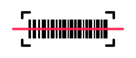 Reading barcode. Barcode scanning. Product identification. Editable vector.のイラスト素材