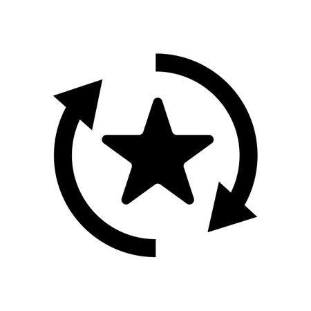 Rotating arrows and star silhouette icon. Editable vector.のイラスト素材