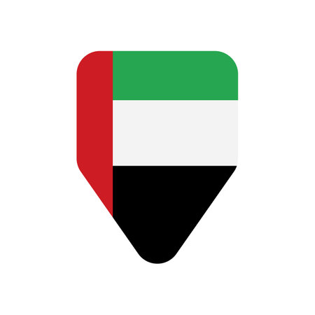 United Arab Emirates flag in the shape of a rounded shield. Editable vector.のイラスト素材