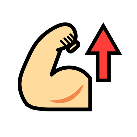 Muscle strength icon. Muscle hypertrophy. Strength training. Editable vector.のイラスト素材