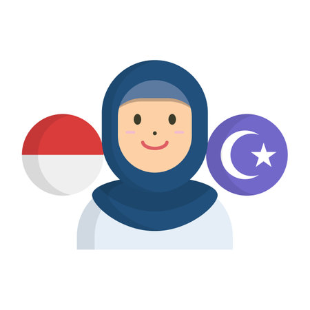 Indonesian Muslim women icon. Editable vector.のイラスト素材