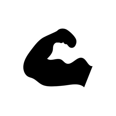 Silhouette icon with bicep. Muscle training. Editable vector.のイラスト素材