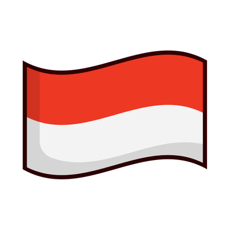 Flat design fluttering Indonesian flag icon. Editable vector.のイラスト素材