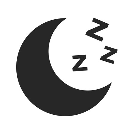Crescent moon and zzz silhouette icon. Night and sleep. Editable vector.のイラスト素材