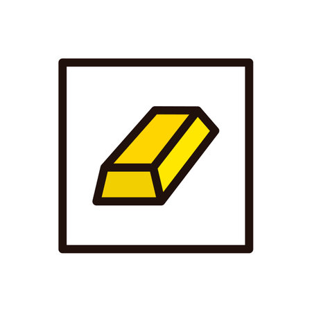 Square gold bar box icon. Bullion bars of gold. Editable vector.のイラスト素材