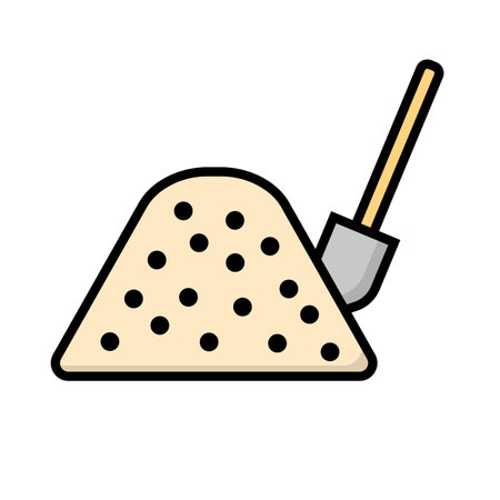 Flat design sand and shovel. Editable vector.のイラスト素材