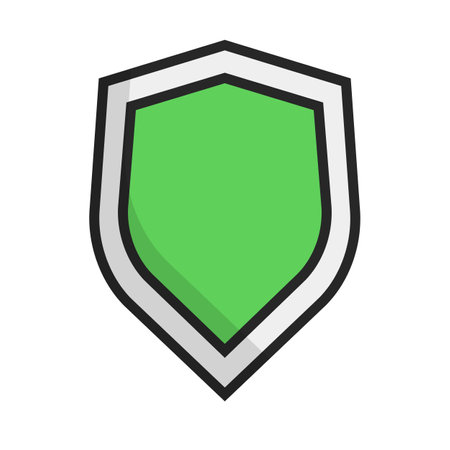 Flat design green shield icon. Editable vector.のイラスト素材