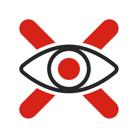 Please do not look. Eye and cross mark icon. Editable vector.のイラスト素材