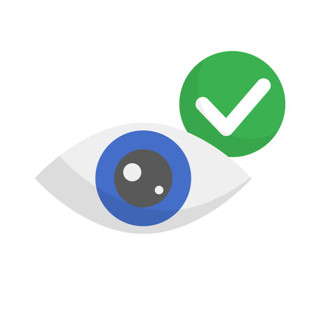 Flat design eye and check mark. Visually. Editable vector.のイラスト素材