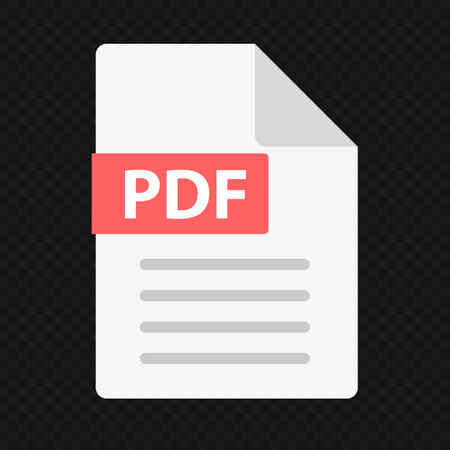 PDF file icon isolated on black transparent background. Editable vector.のイラスト素材