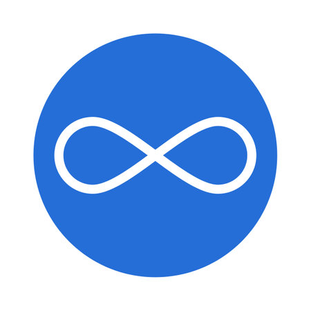 Blue circle infinity icon. Unlimited. Editable vector.のイラスト素材