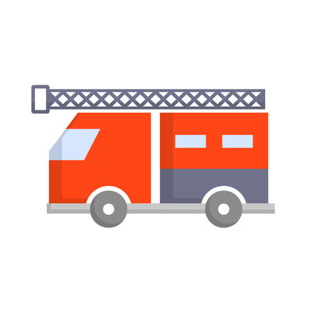 Flat design fire truck icon. Fire engine icon. Editable vector.のイラスト素材