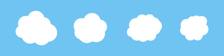 Fluffy decorative cloud icon set. Editable vector.のイラスト素材