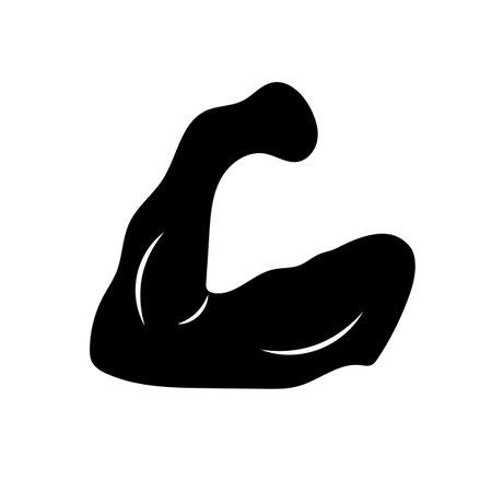 Biceps silhouette icon. Bulked arm. Editable vector.のイラスト素材