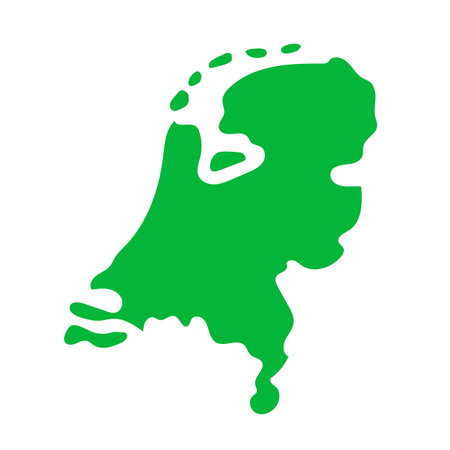 Dutch map. Netherlands land area. Editable vector.のイラスト素材
