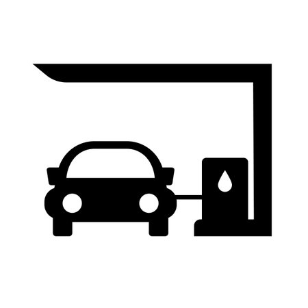 Filling station silhouette icon. Editable vector.のイラスト素材