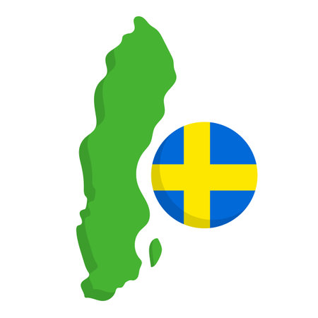Swedish map and Swedish flag icon. Editable vector.のイラスト素材