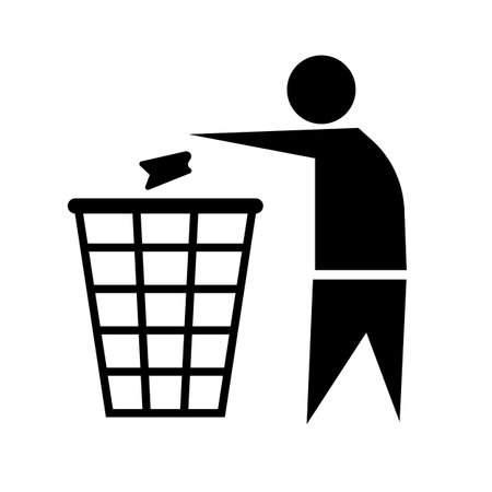 Person throwing garbage in trash can icon. Editable vector.のイラスト素材