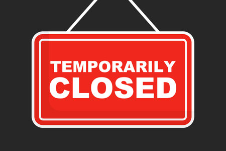 TEMPORARILY CLOSED sign and black background. Editable vector.のイラスト素材