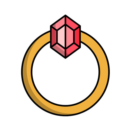 Flat design ruby ring icon. Editable vector.のイラスト素材