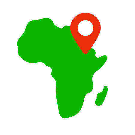 African continent map and map pin icon. Editable vector.のイラスト素材