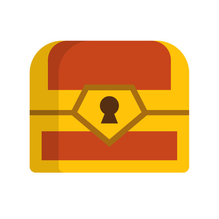 Flat design treasure chest icon. Editable vector.のイラスト素材