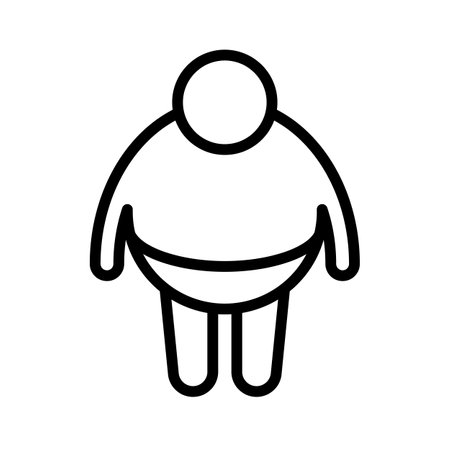 Fat person wearing underwear icon. Chubby. Editable vector.のイラスト素材