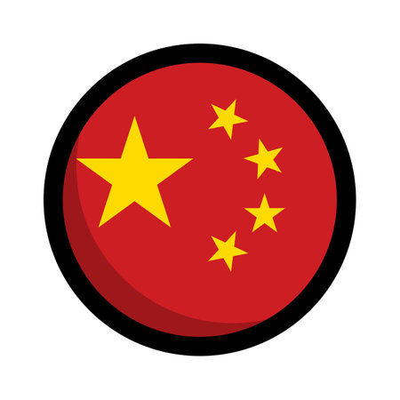 Flat design round Chinese flag icon. Editable vector.のイラスト素材