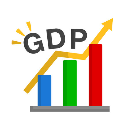 GDP growth bar graph icon. Editable vector.のイラスト素材
