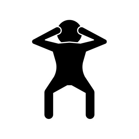 Person doing squatting silhouette icon. Editable vector.のイラスト素材