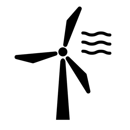 Wind power generation and wind silhouette icon. Editable vector.のイラスト素材