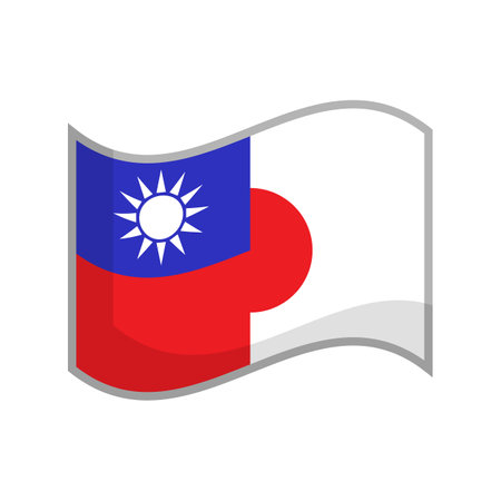 Mixed Taiwanese and Japanese flag icons. Editable vector.のイラスト素材