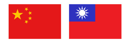 Chinese flag and Taiwan flag icon set. Editable vector.のイラスト素材
