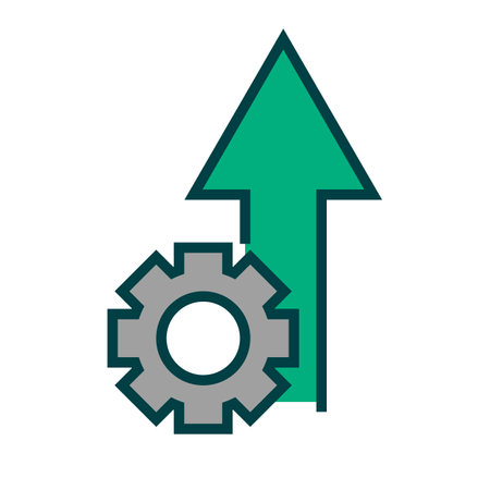 Developing up arrow and gear icon. Editable vector.のイラスト素材