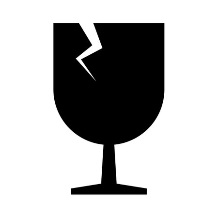 Cracked glass silhouette icon. Fragile. Editable vector.のイラスト素材