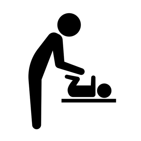 Baby diaper change. Baby Room. Editable vector.のイラスト素材