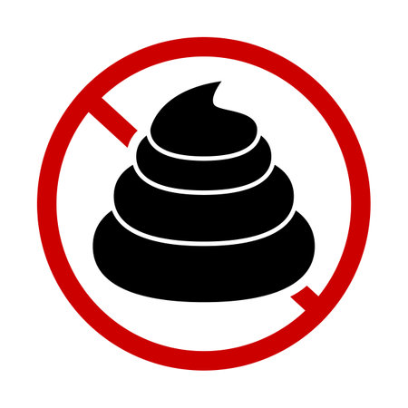 Defecation prohibited sign. Poop and prohibition icon. Editable vector.のイラスト素材