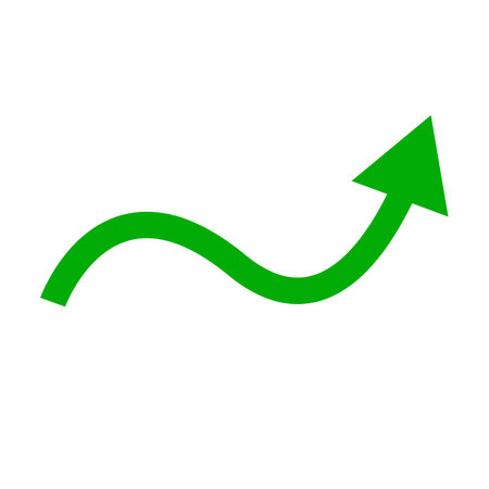 Uptrending green arrow. Growth. Editable vector.のイラスト素材