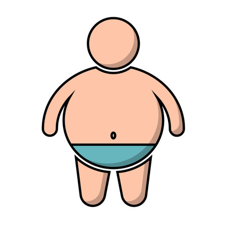 Illustrazione per Flat design obese male icon. Fat man. Editable vector. - Immagini Royalty Free