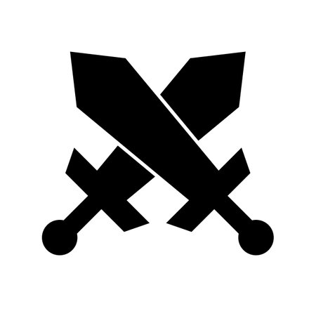 Battle silhouette icon. Crossed swords silhouette icon. Editable vector.のイラスト素材