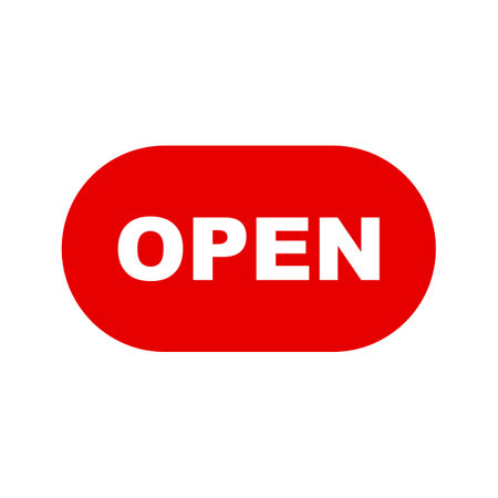 Simple red OPEN button. Editable vector.のイラスト素材