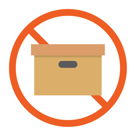 Cardboard prohibition icon. Cardboard disposal prohibition. Editable vector.のイラスト素材