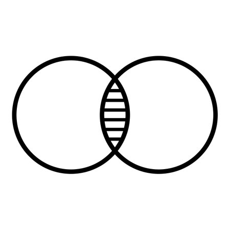 Intersecting circles and common area icon. Editable vector.のイラスト素材