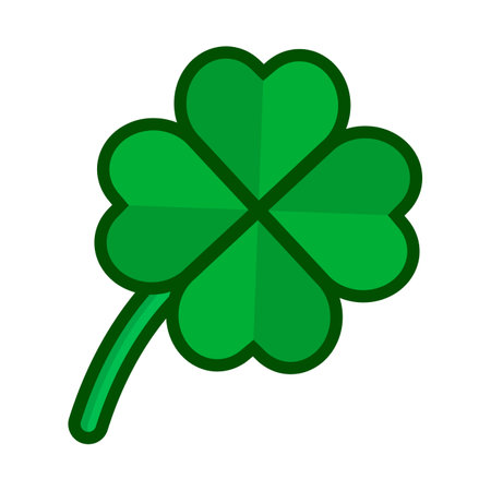 Flat design four-leaf clover icon. Editable vector.のイラスト素材