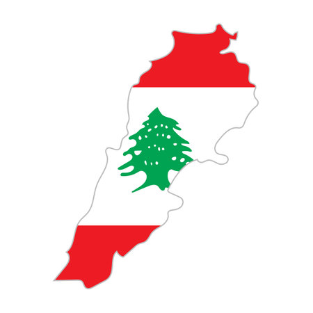Lebanon flag map icon. Editable vector.のイラスト素材